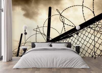 Barbed wire fence Wall mural