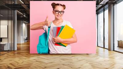 Best school year Portrait of sweet and cute girl hold colored n Wall mural