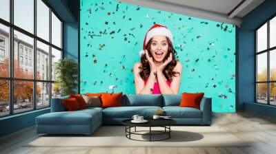 Carefree, careless, Christmastime win, winner concept. Portrait  Wall mural