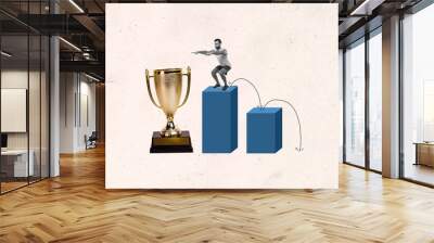 Collage of world international olympic games paris france summer sport competition sportsman young guy champion cup pedestal fist winner Wall mural