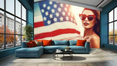 Generative AI colorful memorial independence day american flag day holiday stock image illustration wallpaper Wall mural