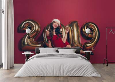 Noel eve balloons night concept Full legs body size curly wavy h Wall mural