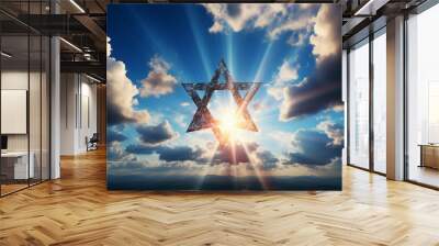 Picture conceptual image made by generative AI with the Star of David Wall mural