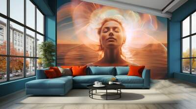 Picture of woman Astral body Psychedelic journey near death experience made by Generative AI Wall mural