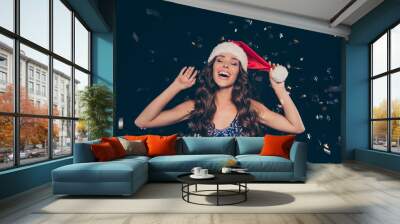 Portrait of cheerful glad glamorous girlish feminine pretty impr Wall mural