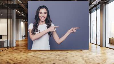 portrait of magnificent nice pretty lovely gorgeous adorable stylish cheerful curly-haired girl in c Wall mural