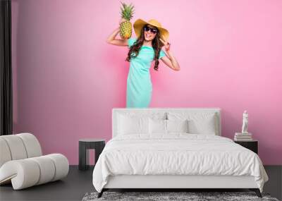 Vertical full length, legs, body, size portrait of young woman h Wall mural