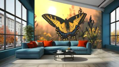 butterfly on the field Wall mural