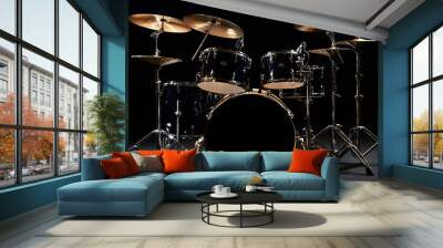 drum kit isolated on black Wall mural