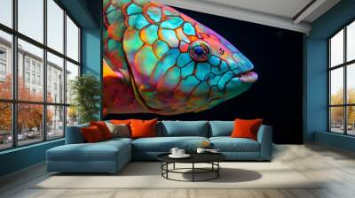 isolated parrot fish Wall mural