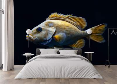 Napolean fish isolated on b;ack background Wall mural