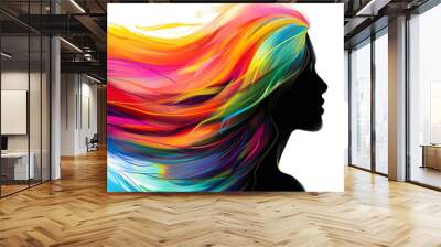 woman with colorful hair Wall mural