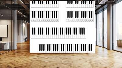 black and white piano keyboard set Wall mural