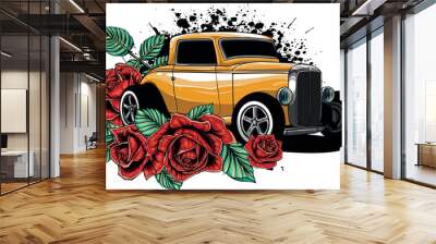 draw of hot rod car vector illustration design Wall mural