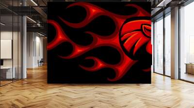 head Bull with flames vector illustration design Wall mural