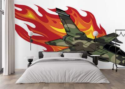 Vector illustration of Cartoon Military Jet Fighter Plane. Wall mural