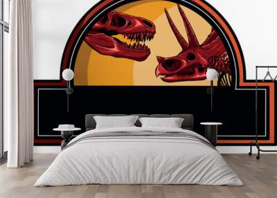 vector illustration of Dinosaur skeleton logo of jurassic park Wall mural