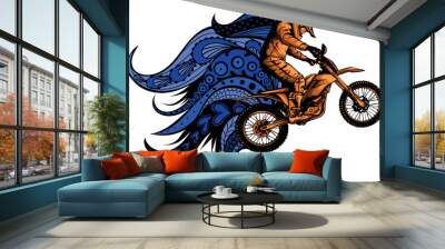 vector motocross rider ride the motocross bike Wall mural