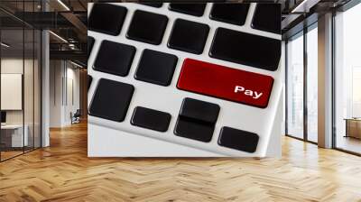 red pay button on black keypad Wall mural