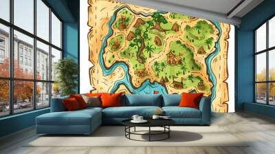 Cartoon pirate map clipart Wall mural