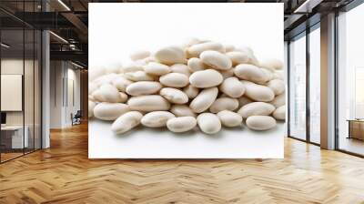 a pile of white beans on the white background Wall mural