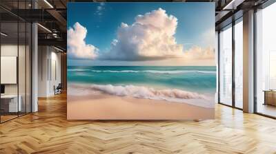 color beach fpt background blue and beige color clouds over the ocean wallpaper Wall mural