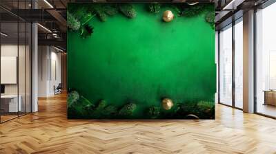 green and black background with grunge border elegant christmas or st patrick s day color Wall mural