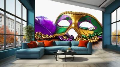 mardi gras mask and beads Wall mural