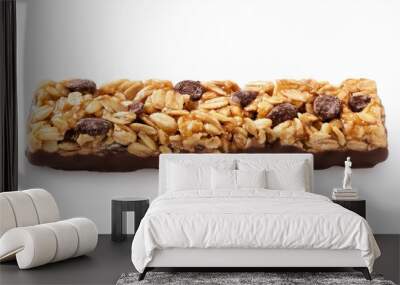 muesli cereal bar with chocolate isolated Wall mural