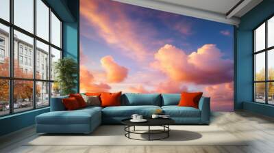 sky at sunset sky at sunrise clouds orange clouds cirrus clouds cumulus clouds sky gradient sky background at dusk twilight pink sky pink clouds sun environment background Wall mural