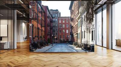 Historic block of buildings on Gay Street in Greenwich Village neighborhood of Manhattan in New York City Wall mural