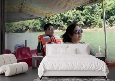 tourists taking a boat ride on  