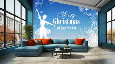 Christmas and New Year greeting card Wall mural