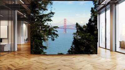 Panorama on the Golden Gate Bridge from the Land's end trail in San Francisco, California. Wall mural