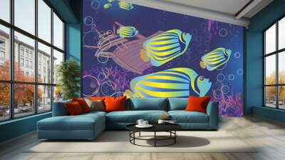 Under the sea, aquarium, tropical fish Wall mural