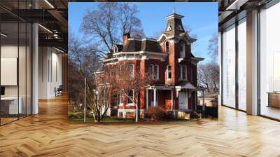 old brick Victorian style mansion Wall mural