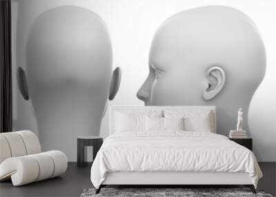 Blank White Female Head - Side and Back view Wall mural