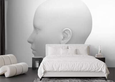 Blank White Female Head - Side view Wall mural