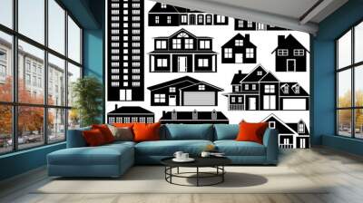 house silhouettes set Wall mural