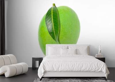 Fresh green mango fruit isolated on white background Wall mural