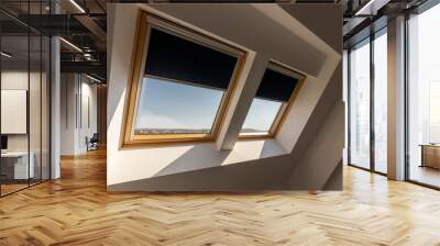 Interior shot of a roof windows. Dormer windows. Roof windows, Skylight Wall mural