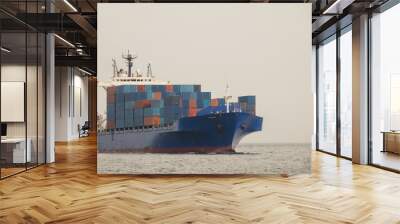 Large container ship at sea. Cargo container ship vessel import export container sailing. Wall mural