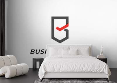 design logo creative letter B and check Wall mural