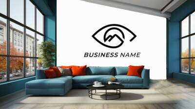 line logo creative mountain and eye Wall mural