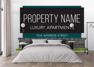 Monument Sign Design Templates Masonry Commercial Property Real Estate Neighborhood Signage Brick Stone Wood Wall mural