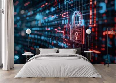 Conceptual image of business privacy and cyber security data protection in realistic setting Wall mural