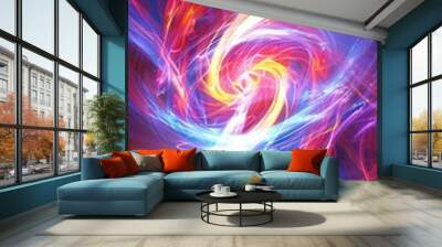 Dynamic abstract vortex of light  swirling energy with glowing edges in a vibrant background Wall mural