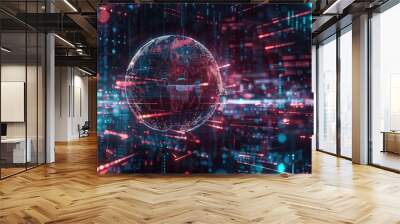 Futuristic business intelligence with generative ai  a global network of data visualizations Wall mural