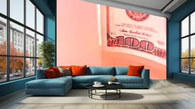 Closeup view of cash money dollars bills background. Finance and business theme. Wall mural