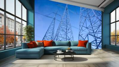 hight voltage power transmission tower. power supply and energetics concept. toned. Wall mural